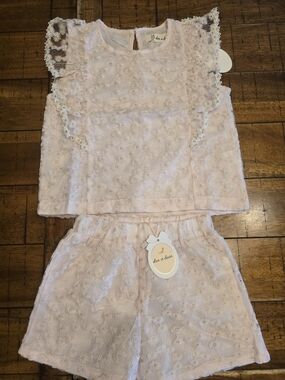 Doe & Rae Pink Floral Eyelet Two-Piece Set